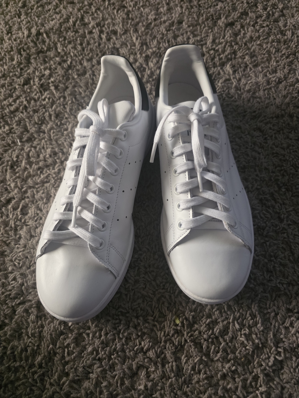 adidas White Low-Top Leather Sneakers with Black Heel Tab